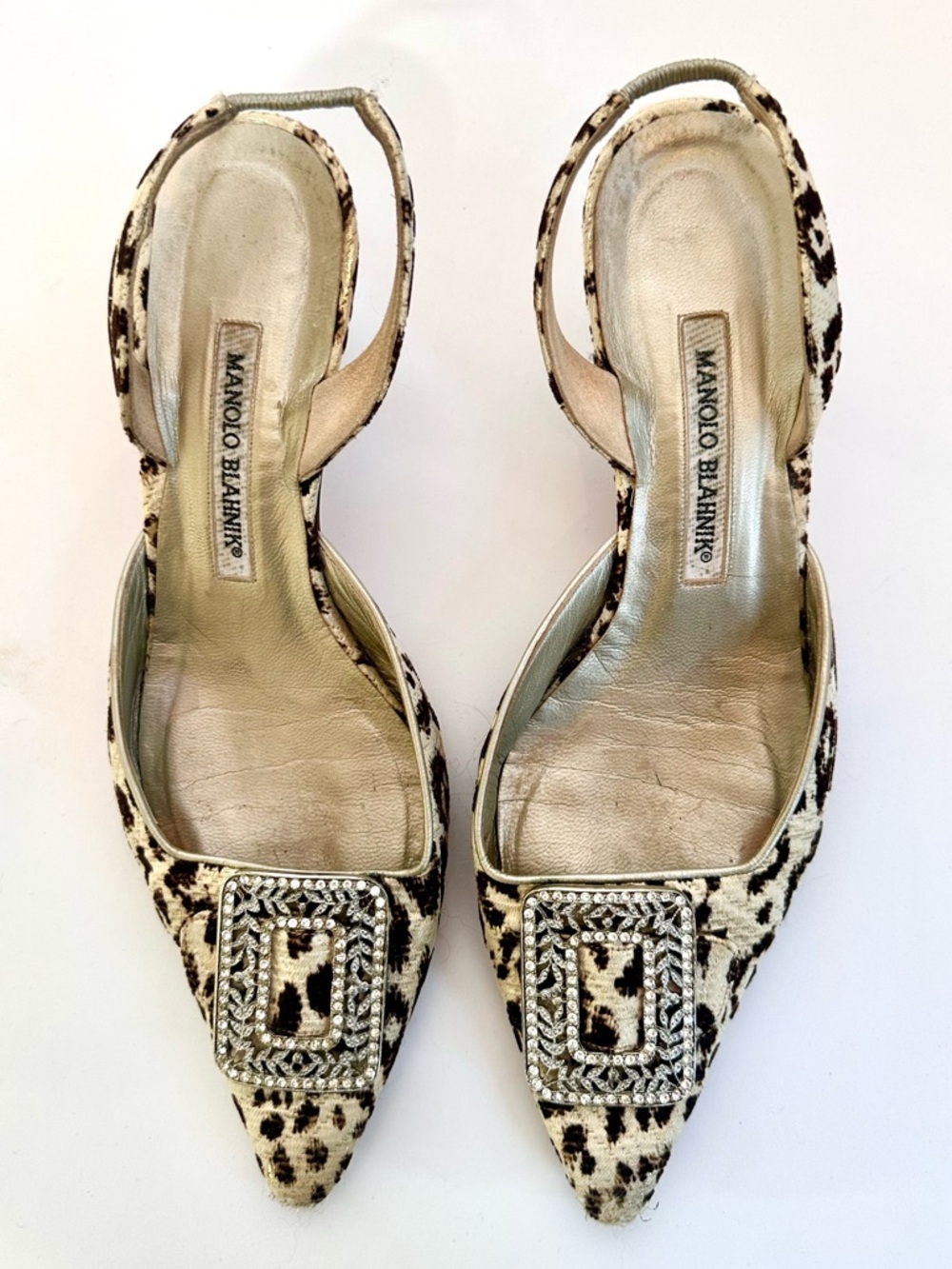 Beautiful Manolo Blahnik Jewel Toe SlingbackHeels EUC Size 8